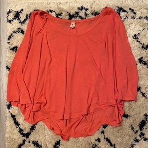 Free People peach colored flowy basic top